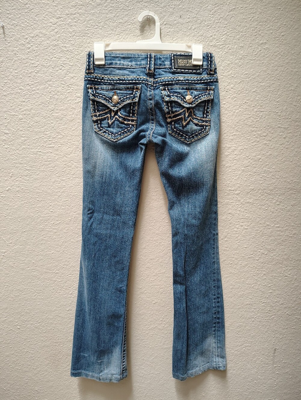 Miss Me Blue Embroidered Flap Pocket Irene Boot cut Jeans